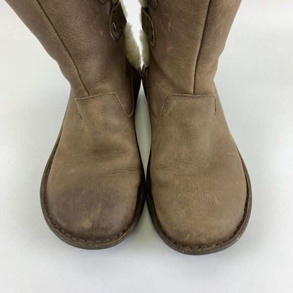 UGG Akadia Boot Brown Leather Sheepskin Shearling Lined Pull On 1007760 Womens 7 - Picture 4 of 14